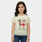 Girls Yellow Cotton Round Neck Casual T-Shirt, पीला, small