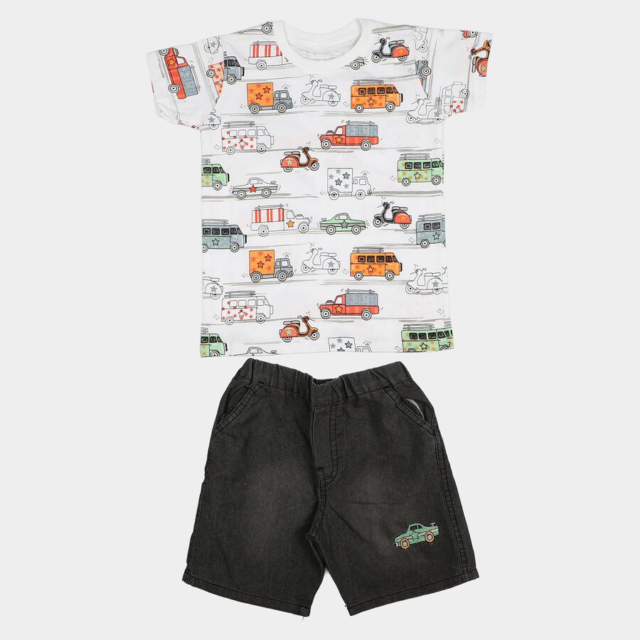 Boys' Woven Baba Suit, White, large