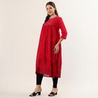 Women's Fuchsia Cotton Notch Neck Floral Printed Kurta, Fuchsia, small