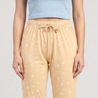 Women's Beige Floral Printed Drawstring Pyjama, गहरा पीला, small