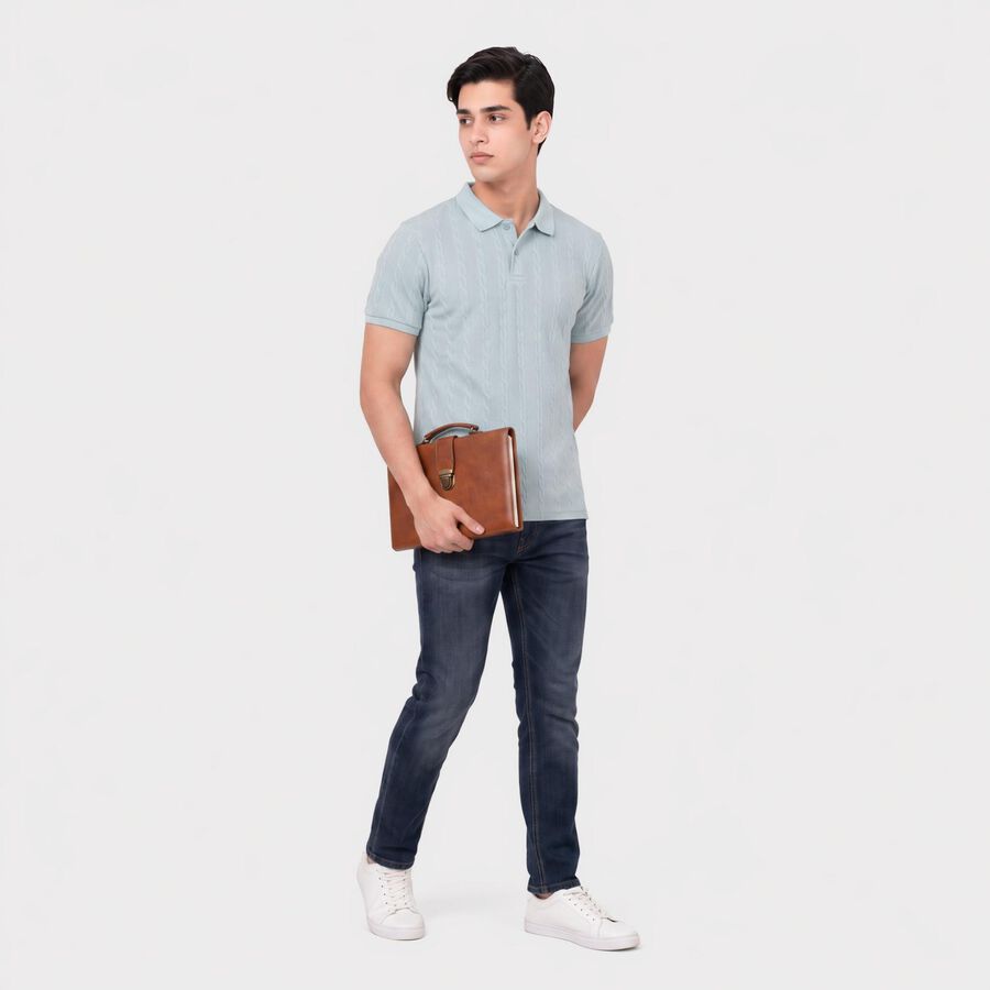 Men's Light Blue Polo Neck Polo T-Shirt, Light Blue, large