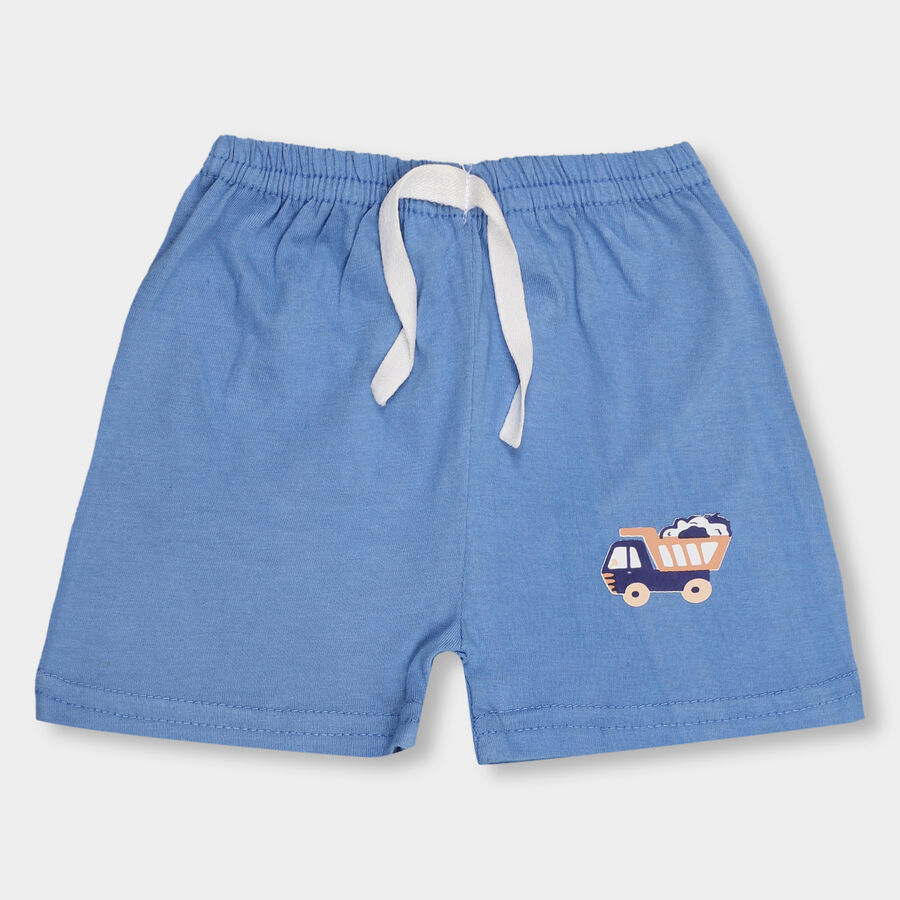 Infants' 100% Cotton Half Pant, मध्यम नीला, large image number null