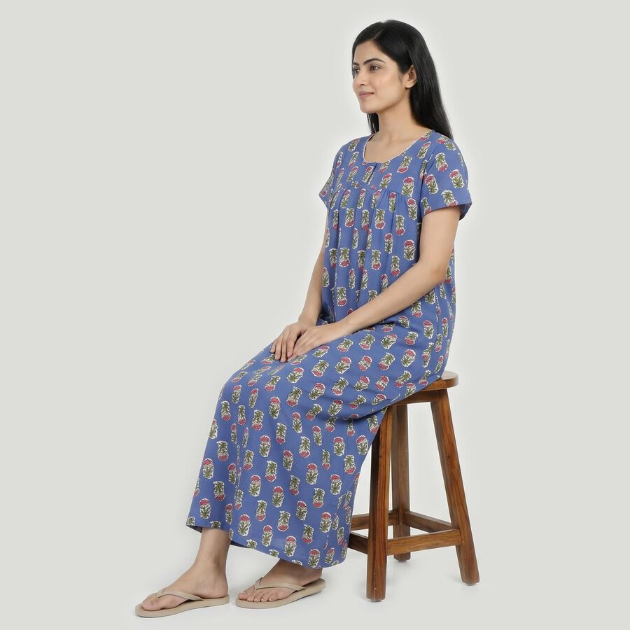 Women's Blue Nighty, Mid Blue, large