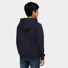Boys Deep Midnight Navy Blue Hoodie Neck Graphic Sweatshirt, Navy Blue, small image number null