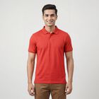 Men's Red Polo Neck Casual T-Shirt, Red, small