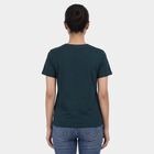 Women's Dark Green Round Neck Casual T-Shirt, Dark Green, small