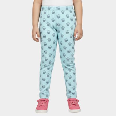 Girls' Light Aqua Blue Cupcake Printed Cotton Blend Pyjama