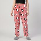 Women's Pink Straight Fit Heart Printed Pyjama, गुलाबी, small