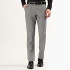 Men's Light Grey Slim Fit Flat-Front Formal Trousers, Light Grey, small