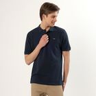 Men's Deep Navy Blue Cotton Polo Collar Classic T-Shirt, Teal Blue, small