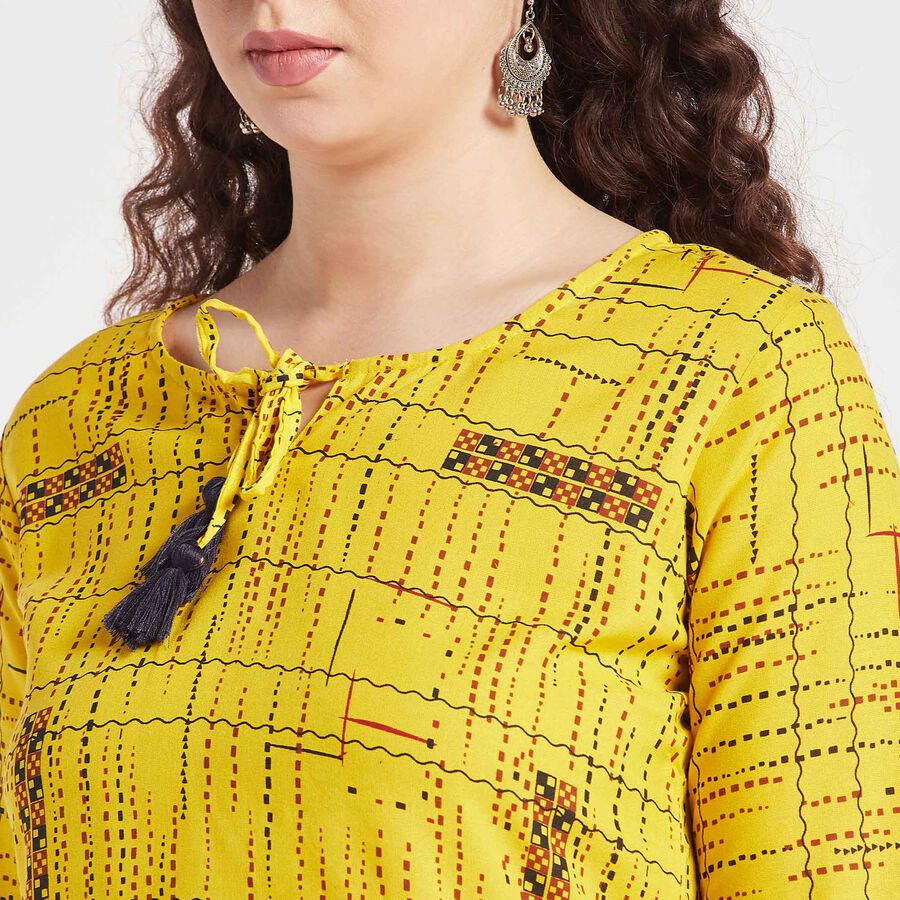 All Over Print Straight Kurti, Yellow, large image number null
