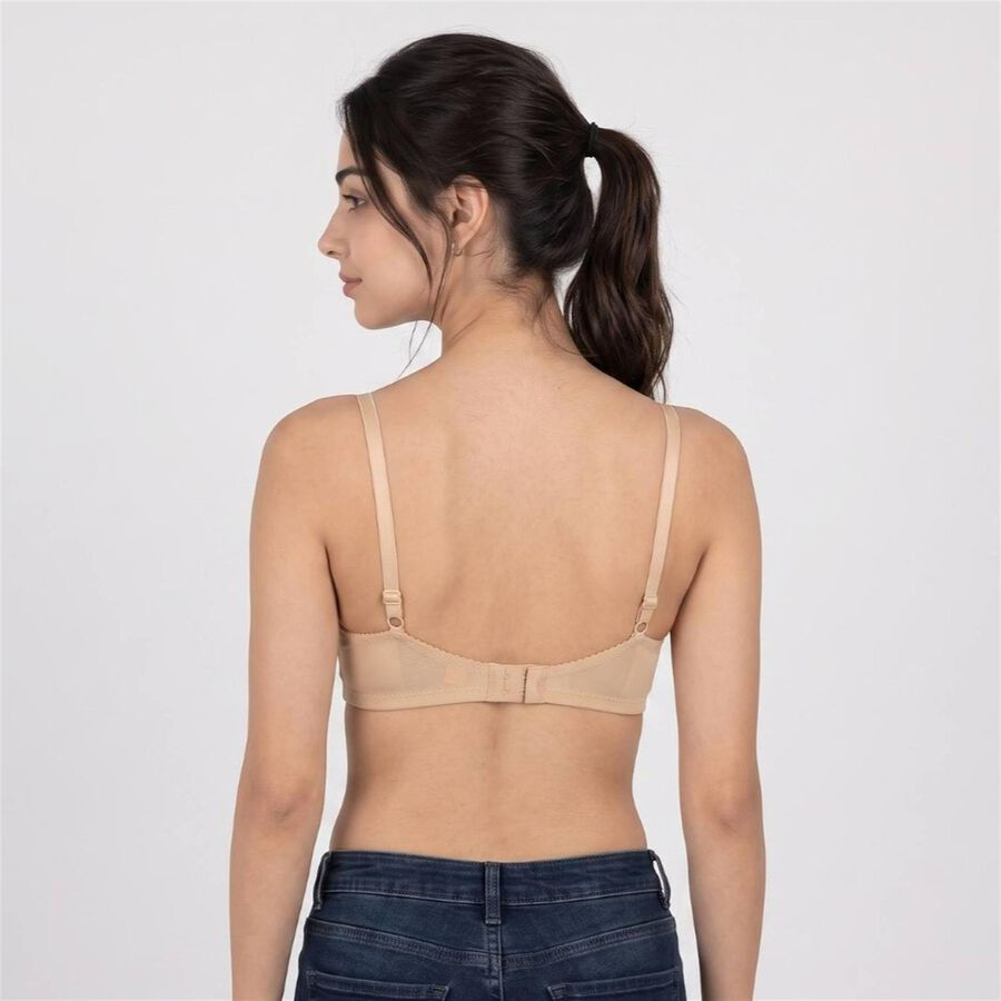 Women's Beige V-Neck T-Shirt Bra, Beige, large