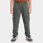 Boys' Olive Green Relaxed Fit Cargo Jeans, ओलिव, small