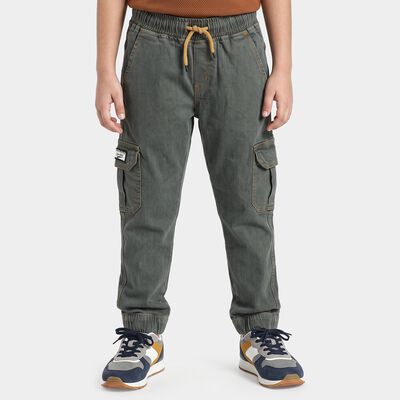 Boys' Olive Green Relaxed Fit Cargo Jeans