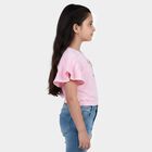 Girls Pink Round Neck Casual T-Shirt, गुलाबी, small