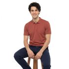 Men's Coral Cotton Polo Neck Solid Polo T-Shirt, Coral, small