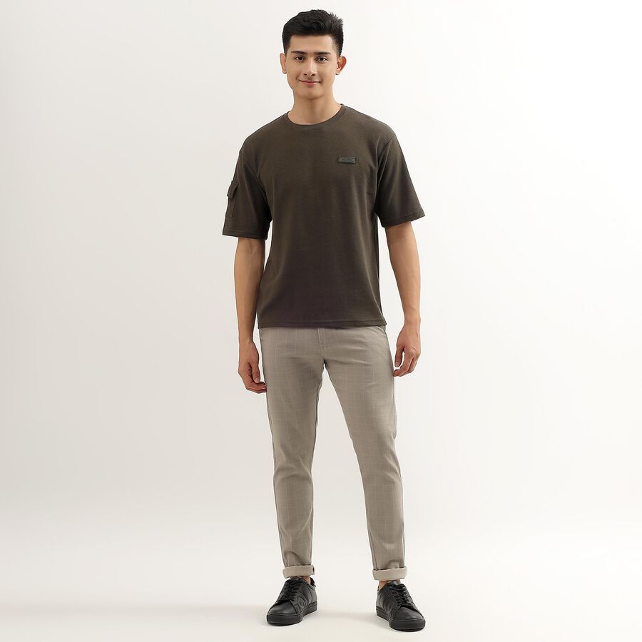 Men's Dark Olive Green Round Neck T-Shirt, Dark Green, large image number null