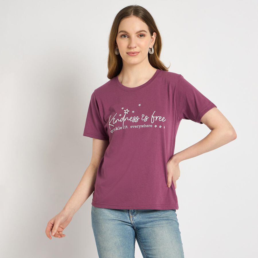 Ladies' Round Neck T-Shirt , Pink, large