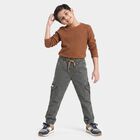 Boys' Olive Green Relaxed Fit Cargo Jeans, ओलिव, small