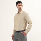 Men's Light Beige Classic Collar Formal Shirt, गहरा पीला, small