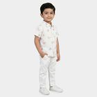 Boys White Cotton Collar Regular Fit Shirt, White, small