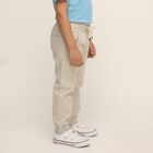 Boys Beige Cotton Elastic Waist Jogger Trousers, Beige, small image number null