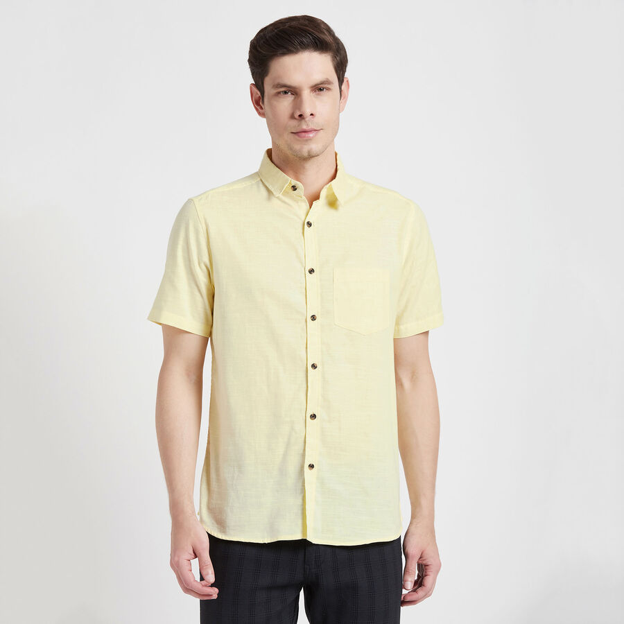 Cotton Solid Casual Shirt, Yellow, large image number null