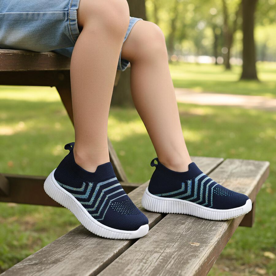 Boys' Navy Blue Slip-On Sneakers, नेवी ब्लू, large