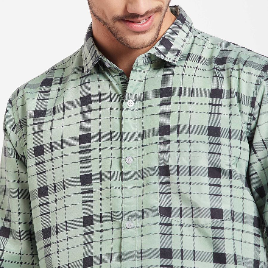 Checks Casual Shirt, Light Green, large image number null