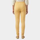 Women's Beige Slim Fit Solid Elastic Waist Churidar, गहरा पीला, small