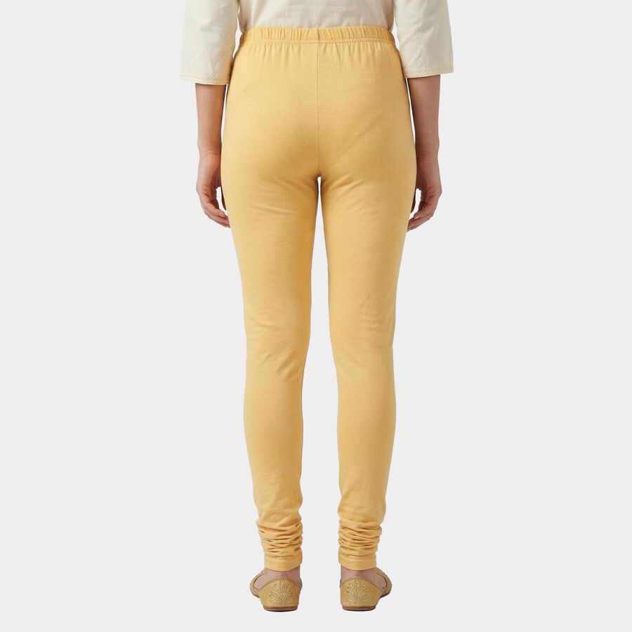 Women's Beige Slim Fit Solid Elastic Waist Churidar, गहरा पीला, large