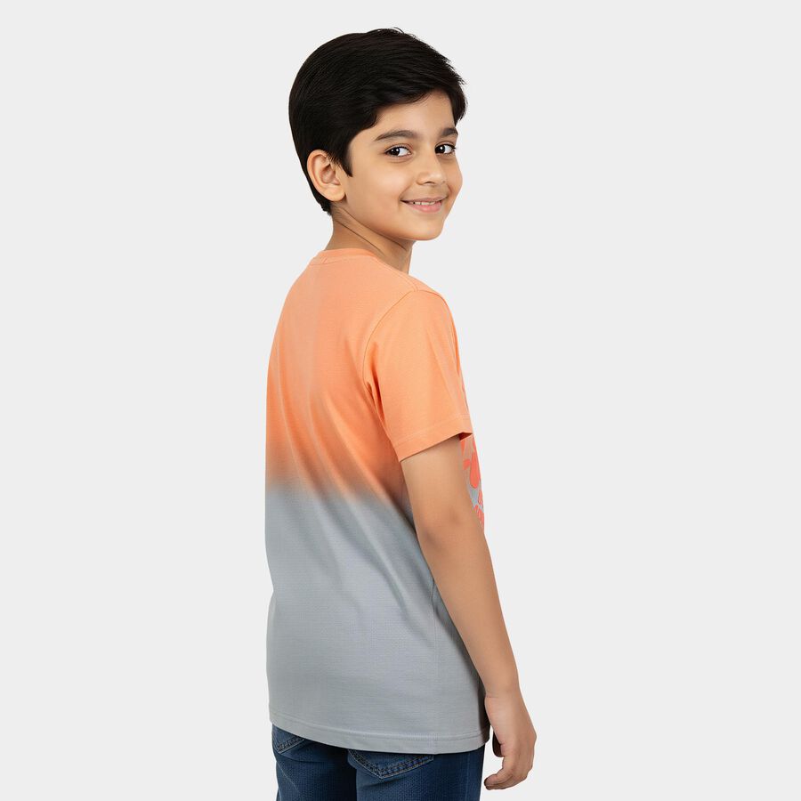 Boys Pink Cotton Round Neck Casual Boys T-Shirt, गुलाबी, large