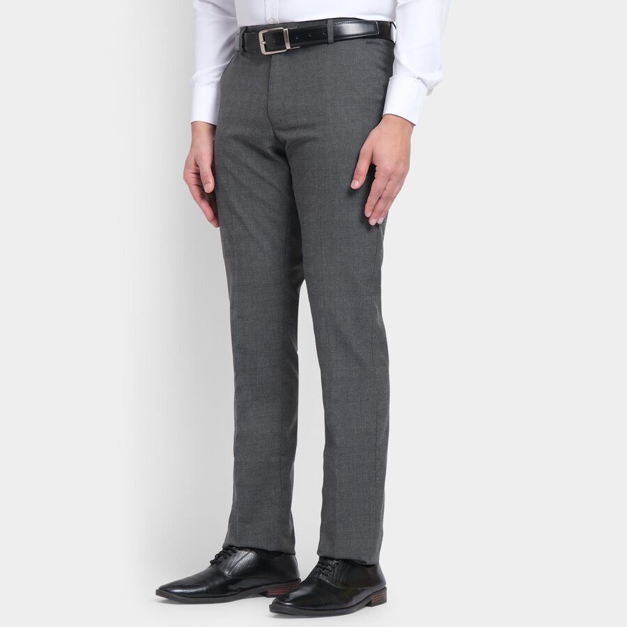 Men's Slim Fit Formal Trousers, गहरा ग्रे, large image number null