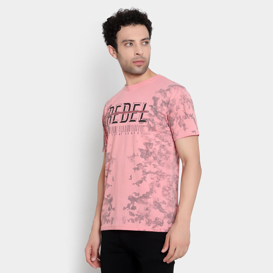 Printed Round Neck T-Shirt, Peach, large image number null