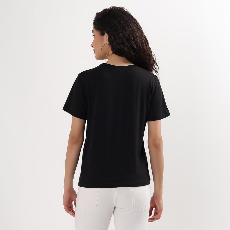 Ladies' Round Neck T-Shirt , काला, large image number null