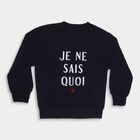 Girls' Navy Blue Crew Neck Graphic Print Sweatshirt, Navy Blue, small image number null