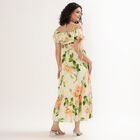 Women's Cream Cotton Off-Shoulder Floral Maxi Dress, Off White, small
