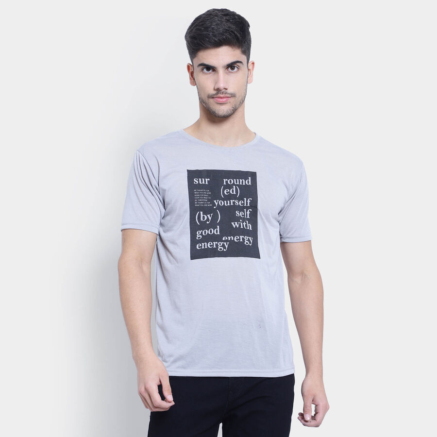 राउंड नेक टी-शर्ट, हल्का ग्रे, large image number null