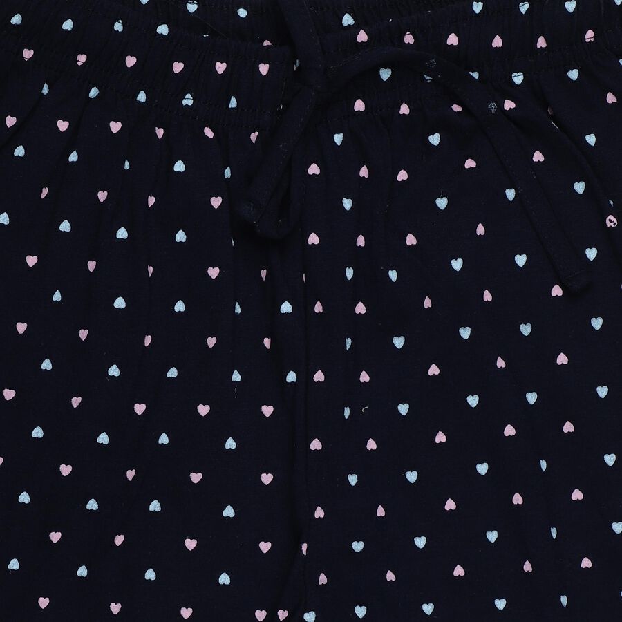 Girls' Navy Blue Cotton Blend Minimalist Pyjama, Navy Blue, large