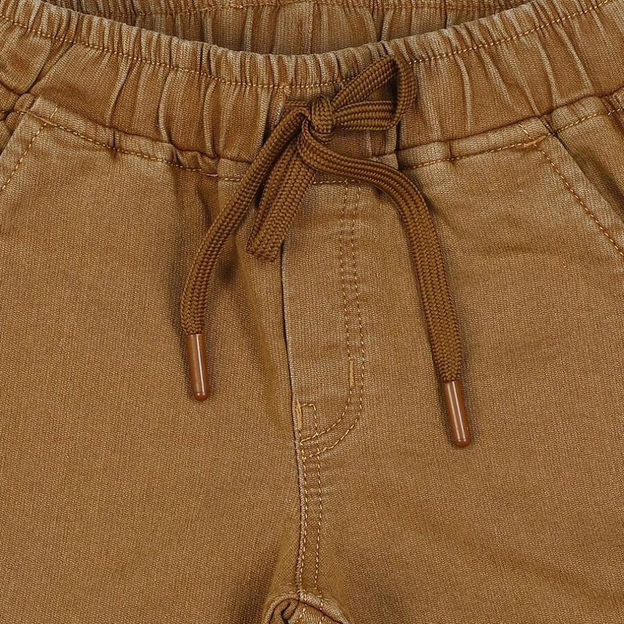 Boys' Beige Straight Fit Drawstring Waist Jeans, गहरा पीला, large