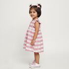 Infants' Pink and White Checkered Sleeveless Cotton Frock, हल्का गुलाबी, small image number null