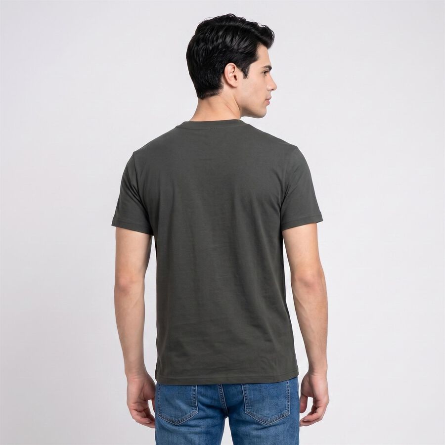 Men's Olive Green Round Neck Regular T-Shirt, हल्का हरा, large