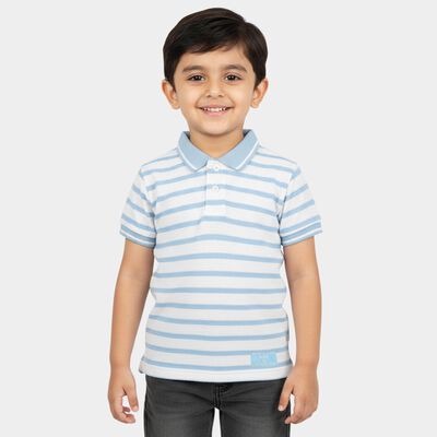 Boys Light Blue Round Neck Casual T-Shirt