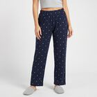 Women's Navy Blue Straight Fit Heart Printed Pyjama, Navy Blue, small