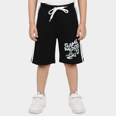 Boys' Black Relaxed Fit Printed Jamaican Shorts