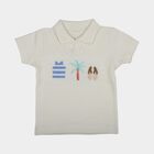 Infants Off-White Cotton Polo Neck Casual T-Shirt, Off White, small