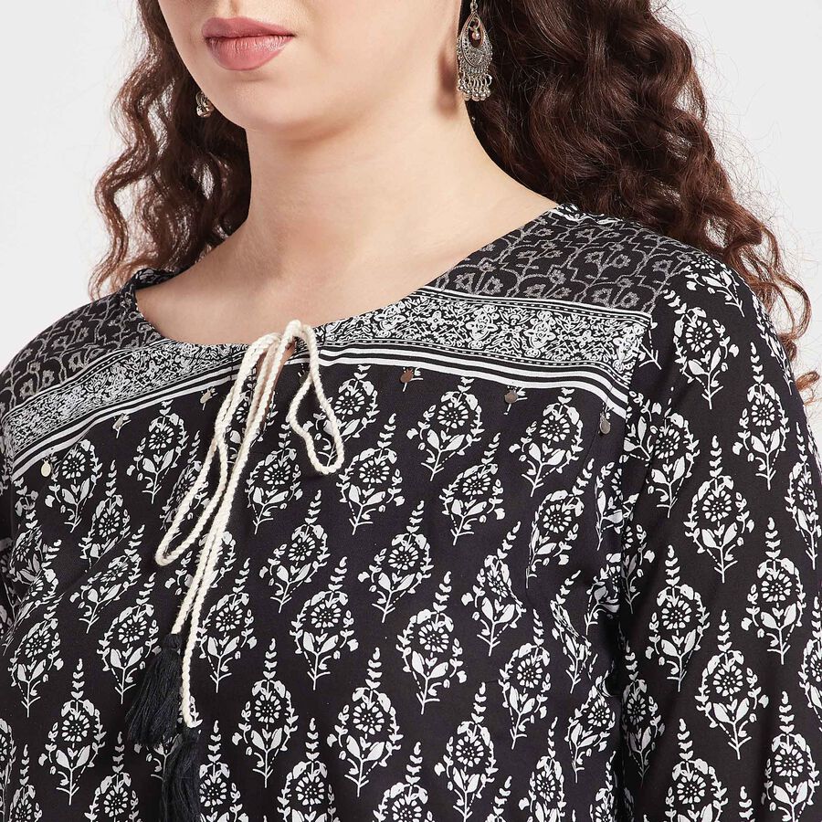 Solid Straight Kurti, काला, large image number null
