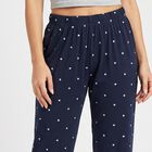Women's Navy Blue Straight Fit Heart Printed Pyjama, Navy Blue, small