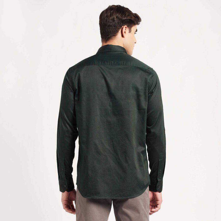 Cotton Solid Casual Shirt, Dark Green, large image number null