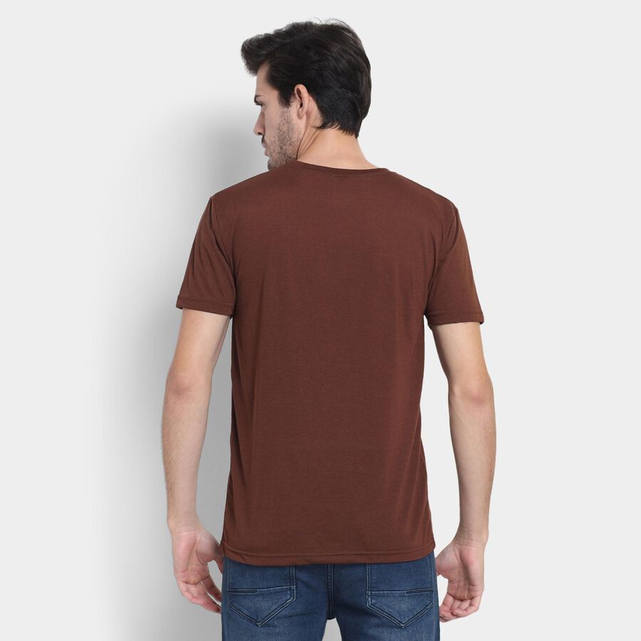 Men's Round Neck Half Sleeves T-Shirt , Brown, large image number null